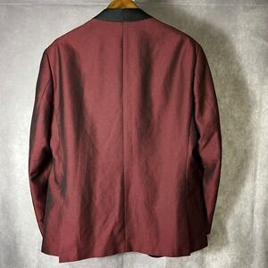 Paisley & Gray Slim Fit Tuxedo Dinner Jacket Houndstooth 50R Burgundy Black